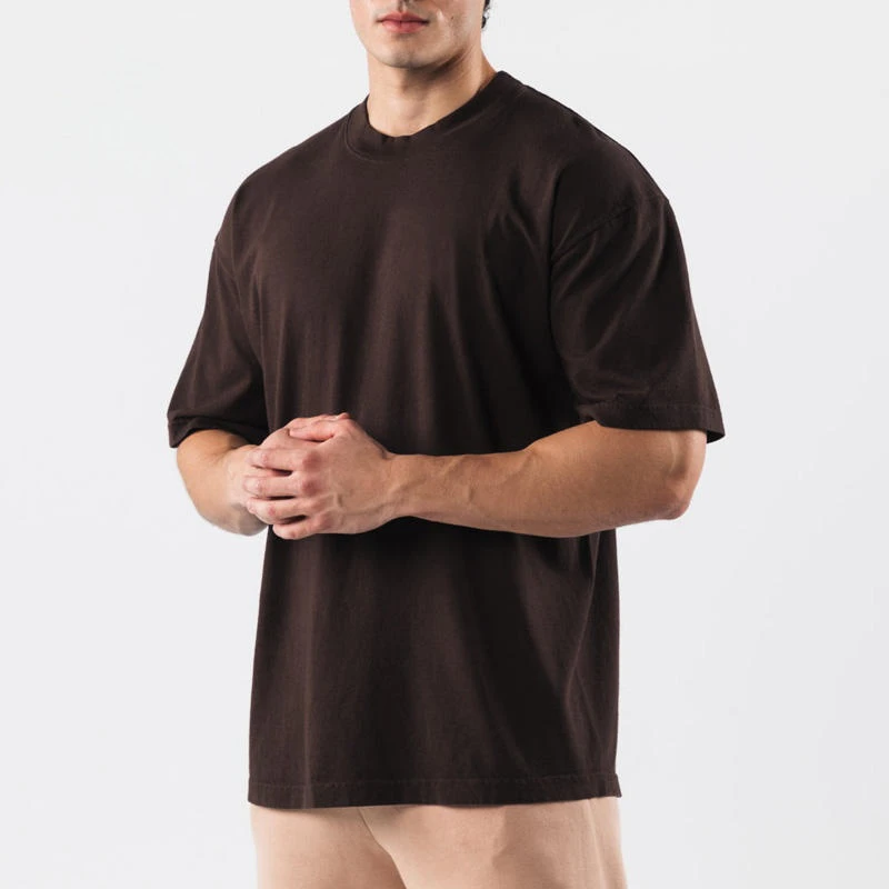 Camiseta masculina oversized de algodão pesado · 2