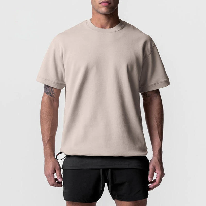 Camiseta masculina oversized de algodão pesado · 1