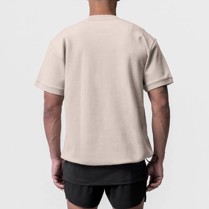 Camiseta masculina oversized de algodão pesado · 2