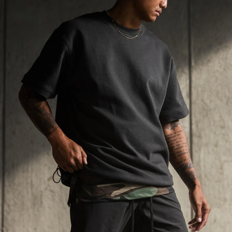 Camiseta masculina oversized de algodão pesado · 3
