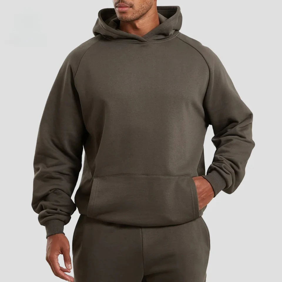 Felpa con cappuccio oversize da uomo in cotone/poliestere raglan pesante · 1