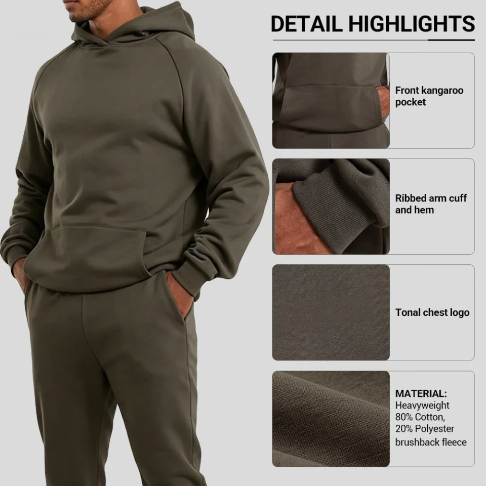 Felpa con cappuccio oversize da uomo in cotone/poliestere raglan pesante · 2