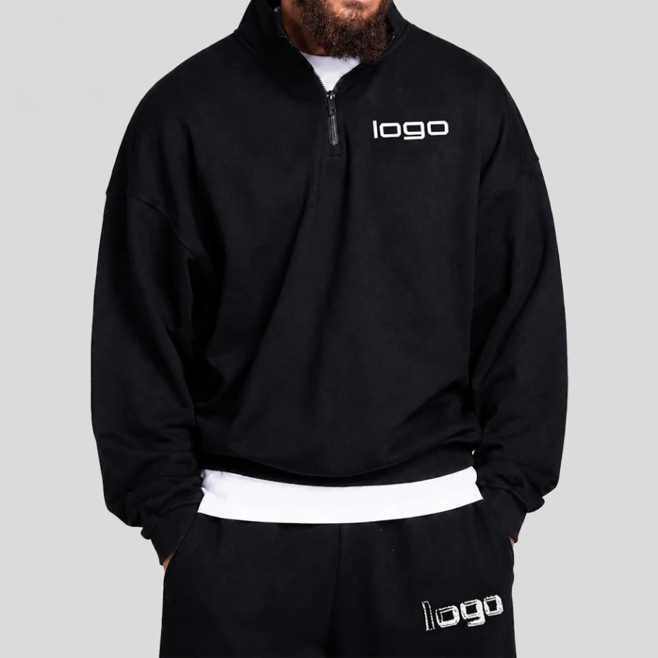 Moletom masculino oversized de algodão/poliéster com zíper · 1