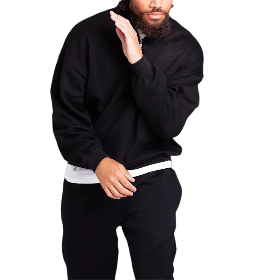 Moletom masculino oversized de algodão/poliéster com zíper · 2