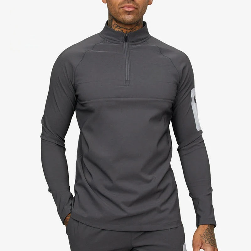 Camicia da uomo slim fit a maniche lunghe con zip a un quarto · 1