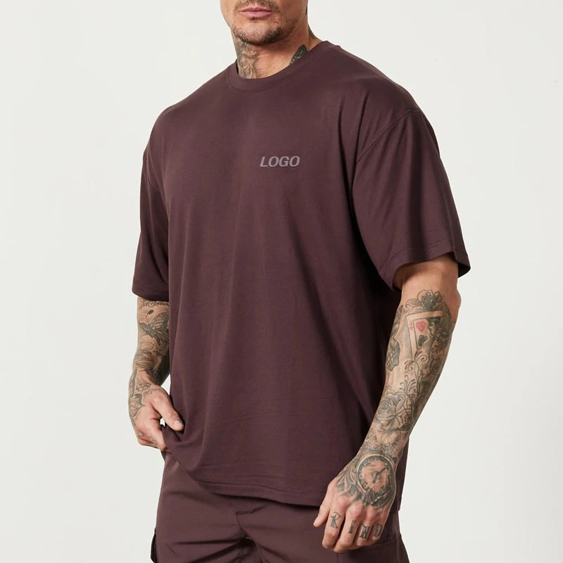 Camiseta masculina oversized de algodão pesado · 1