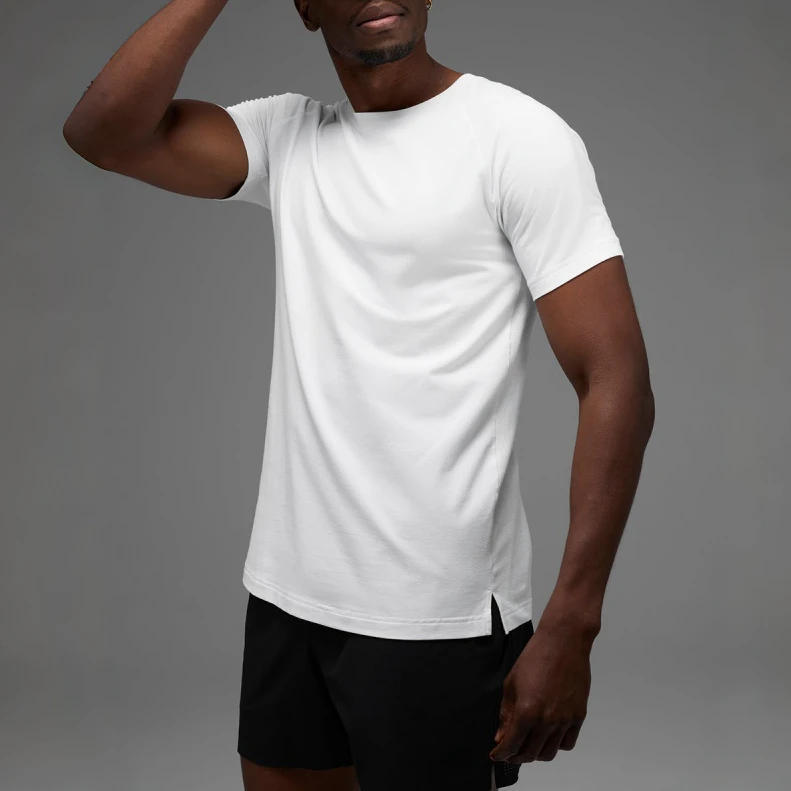 Camiseta masculina de algodão com gola redonda e secagem rápida · 1