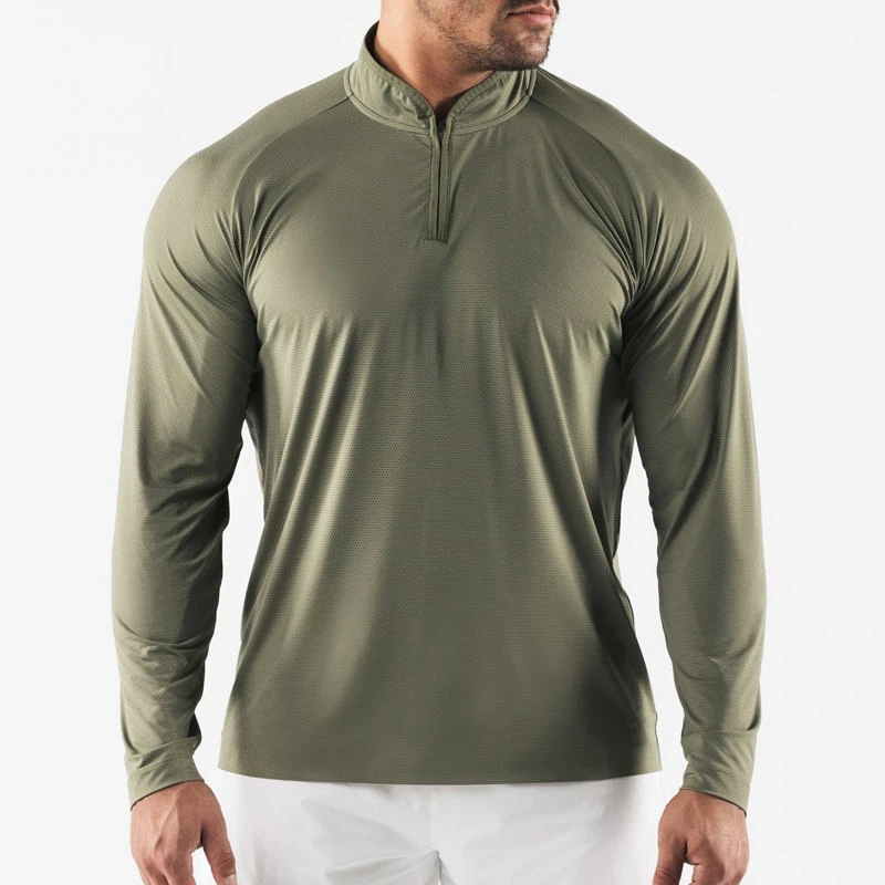 Slim-Fit-Langarm-T-Shirt für Herren mit Viertelreißverschluss · 1