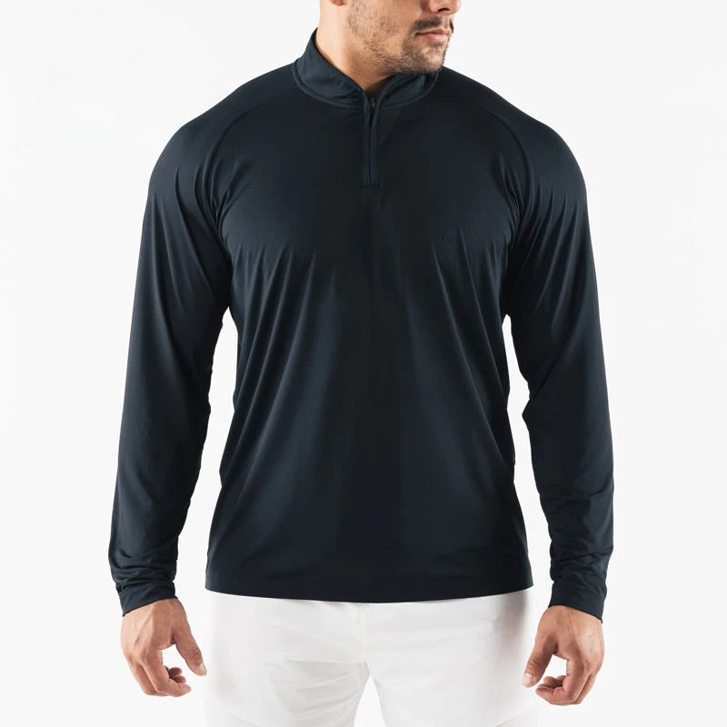Slim-Fit-Langarm-T-Shirt für Herren mit Viertelreißverschluss · 4