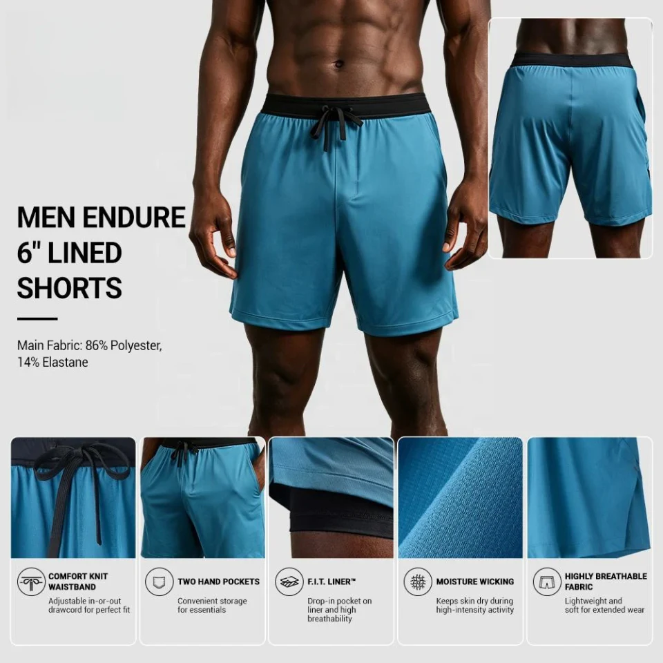 Short en polyester/élasthanne à séchage rapide pour hommes · 2