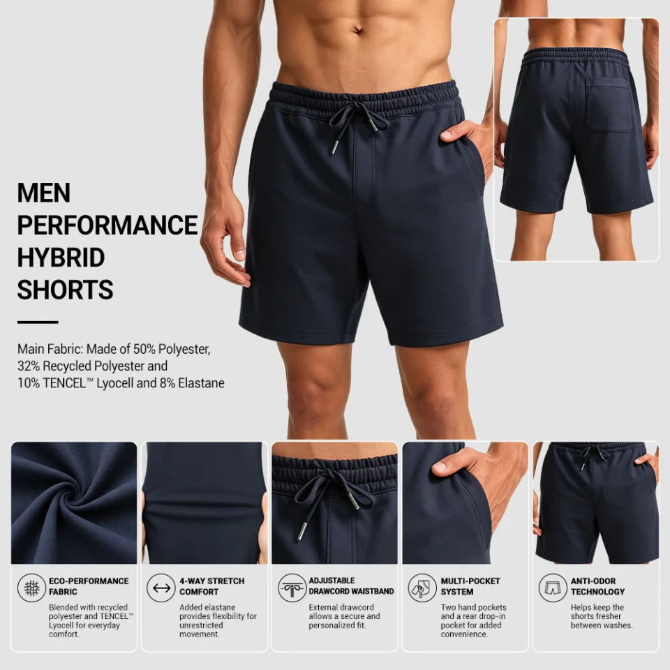 Pantalón corto de poliéster para hombre. · 2