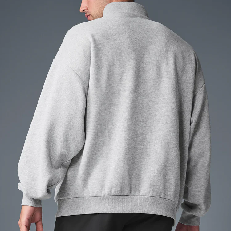 Casaco com capuz oversized de algodão com fecho de quarto para homem · 3