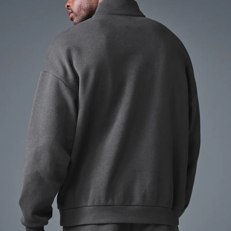 Casaco com capuz oversized de algodão com fecho de quarto para homem · 5