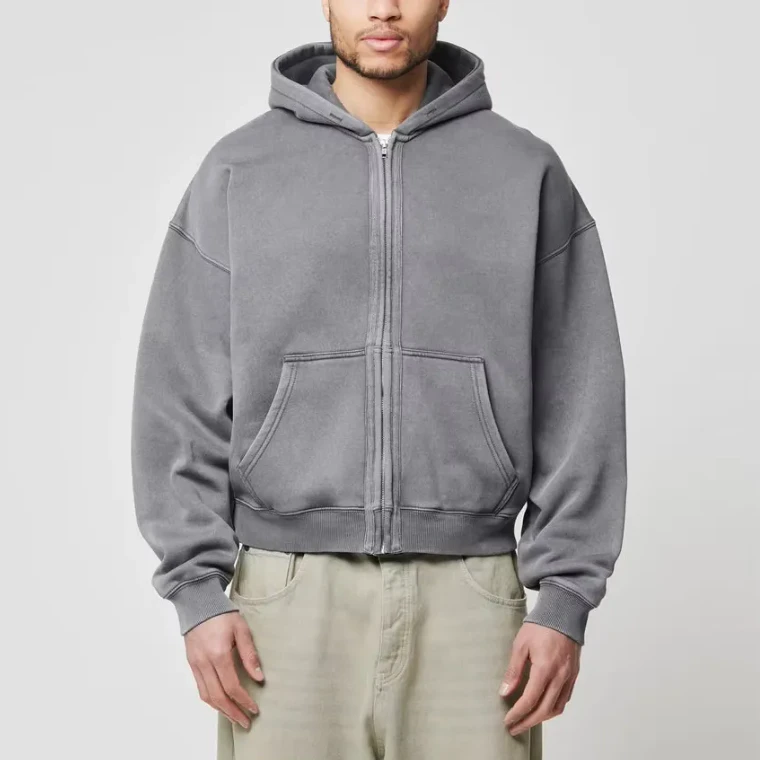 Felpa con cappuccio oversize da uomo con cerniera pesante · 1