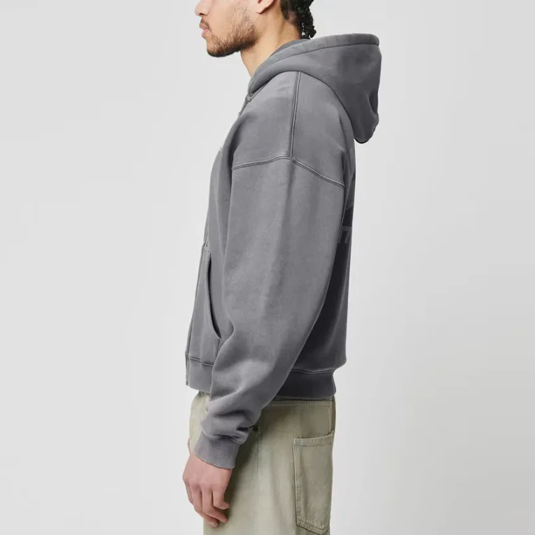 Felpa con cappuccio oversize da uomo con cerniera pesante · 3