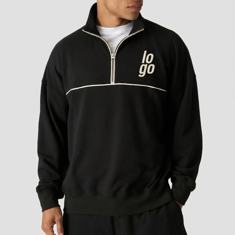 Men's quarter-zip cotton/polyester hoodie · 4