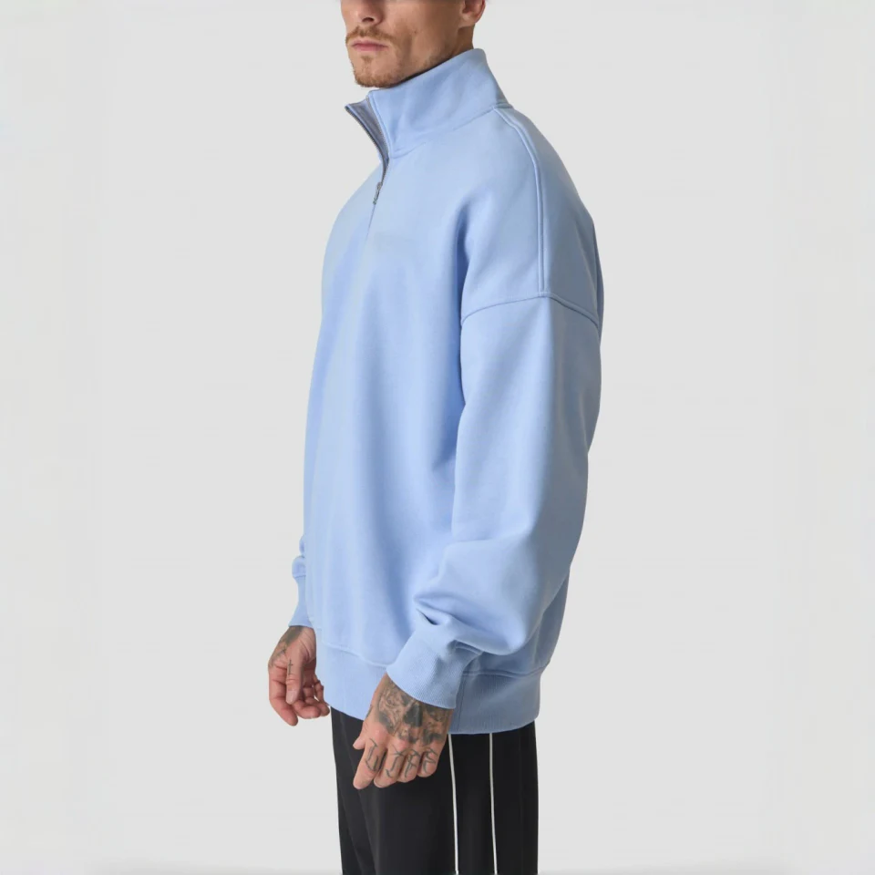 Felpa con cappuccio da uomo in cotone/poliestere con zip a un quarto · 4