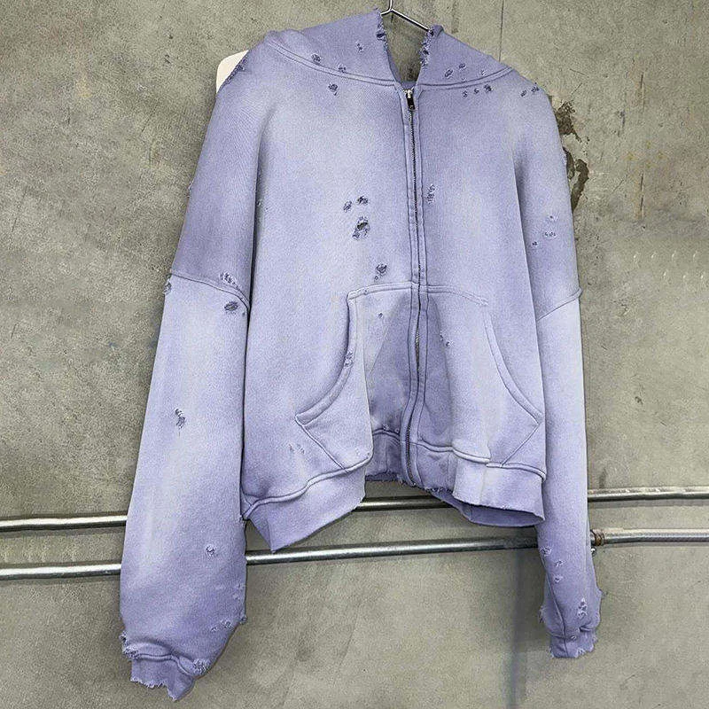 Übergroßer Herren-Kapuzenpullover aus Baumwolle mit Reißverschluss · 630 g/m²