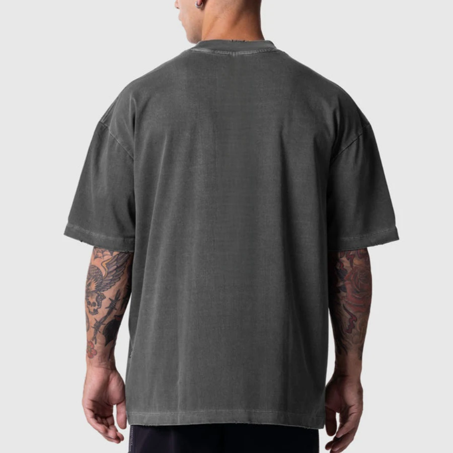 เสื้อยืดโอเวอร์ไซส์ผ้าฝ้ายทรงกล่องสำหรับผู้ชาย · 2
