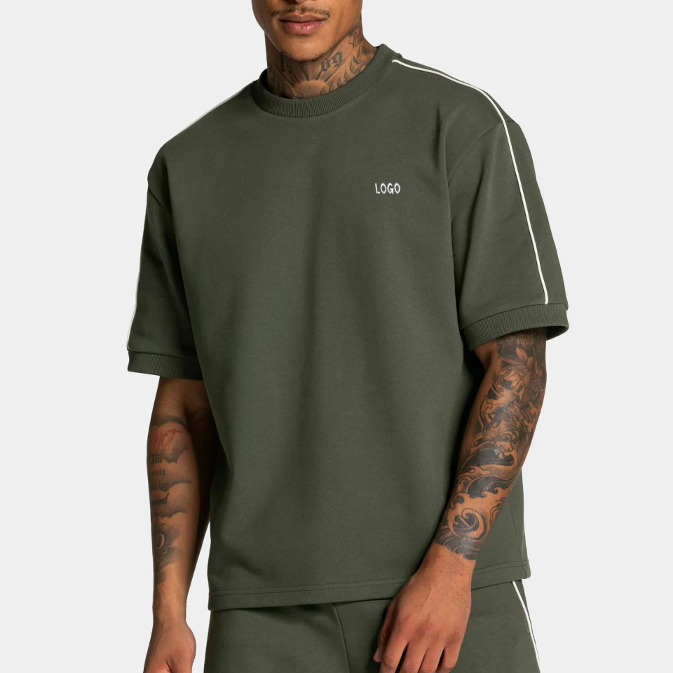 T-shirt da uomo girocollo oversize in cotone pesante · 1