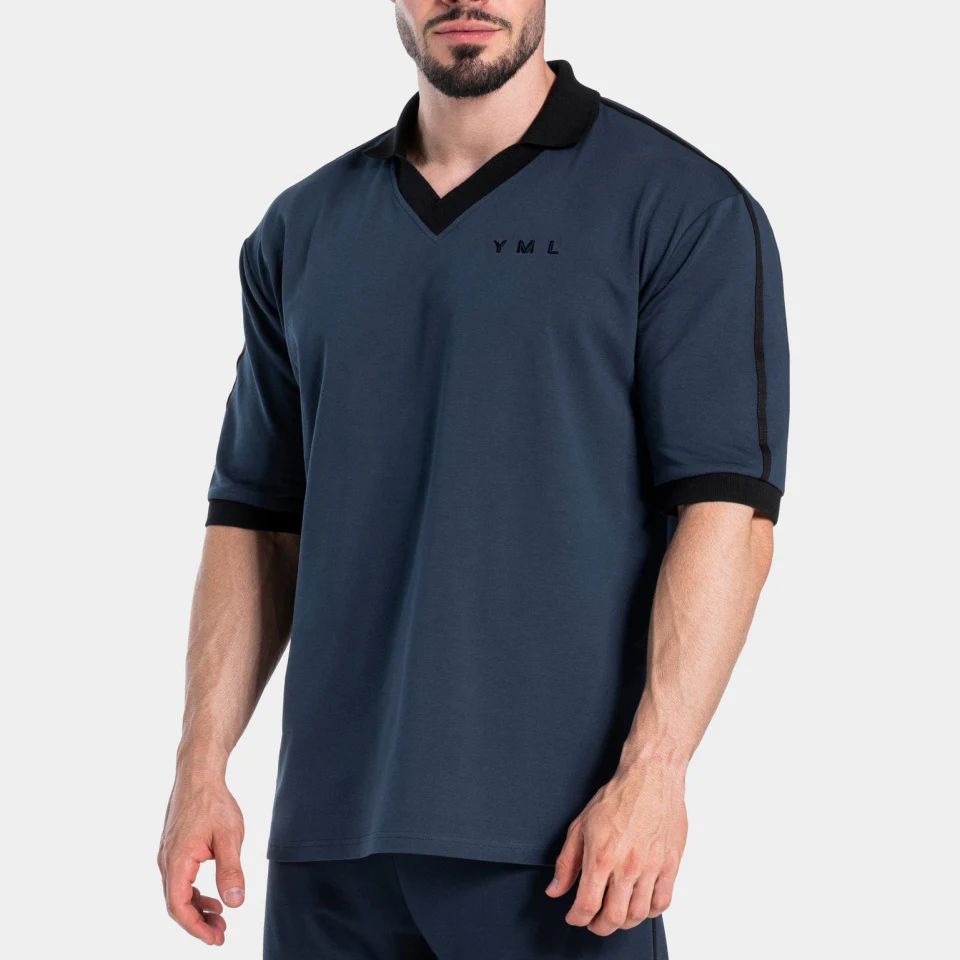 Polo oversize en coton/élasthanne à séchage rapide pour hommes · 260 GSM · 1