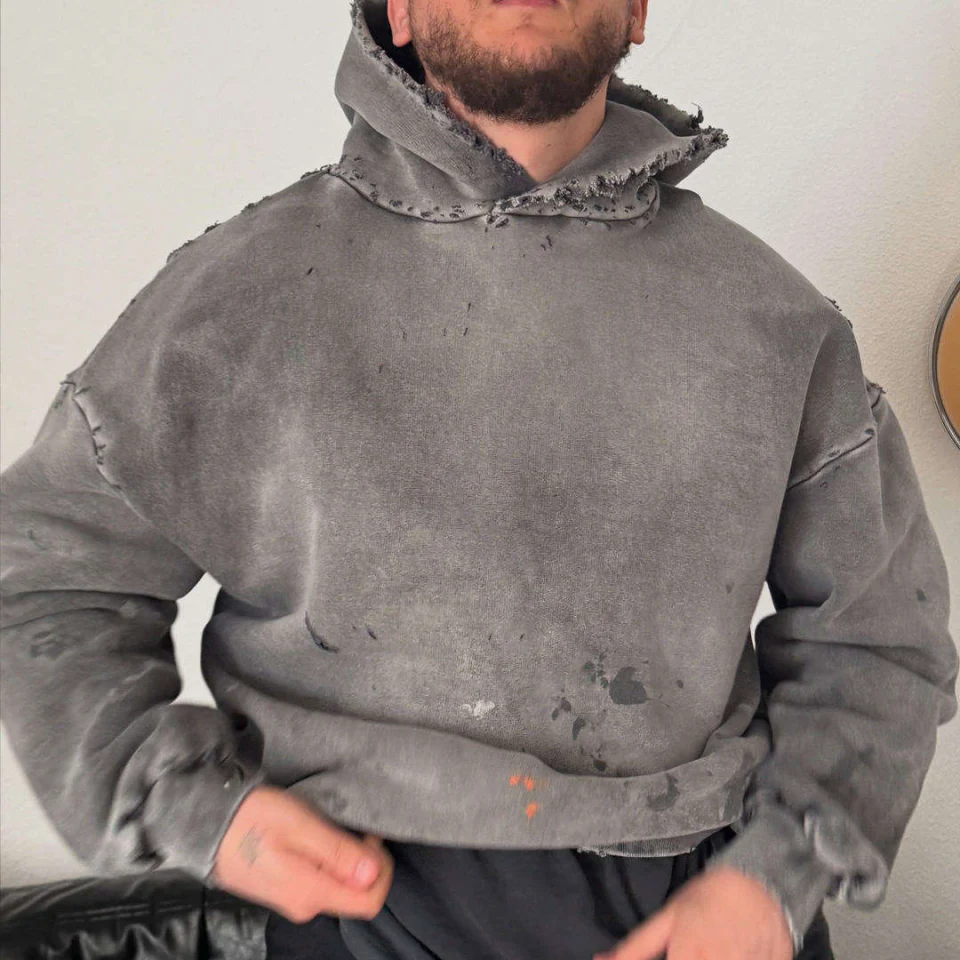 Men's heavyweight acid-wash hoodie · 1