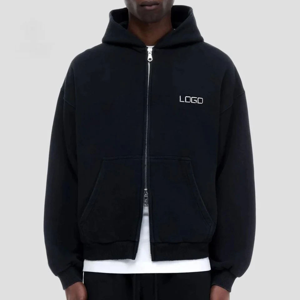 Sweat à capuche zippé épais pour hommes · 420 GSM · 1