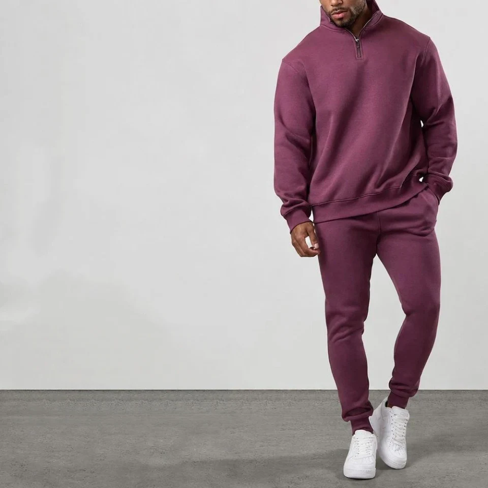 Sweat homme quart de zip coton/polyester · 2