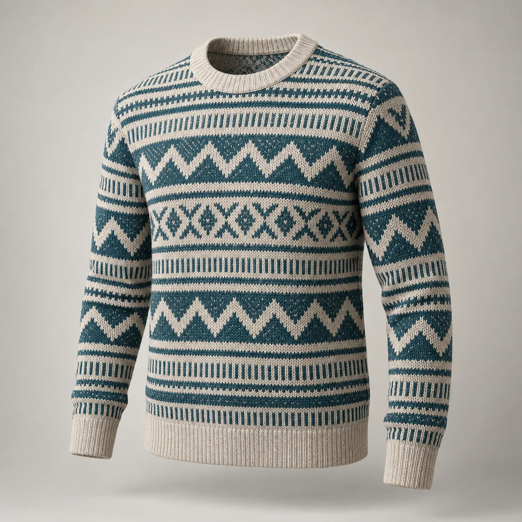 Men's Jacquard Knit Sweater (Crew Neck)